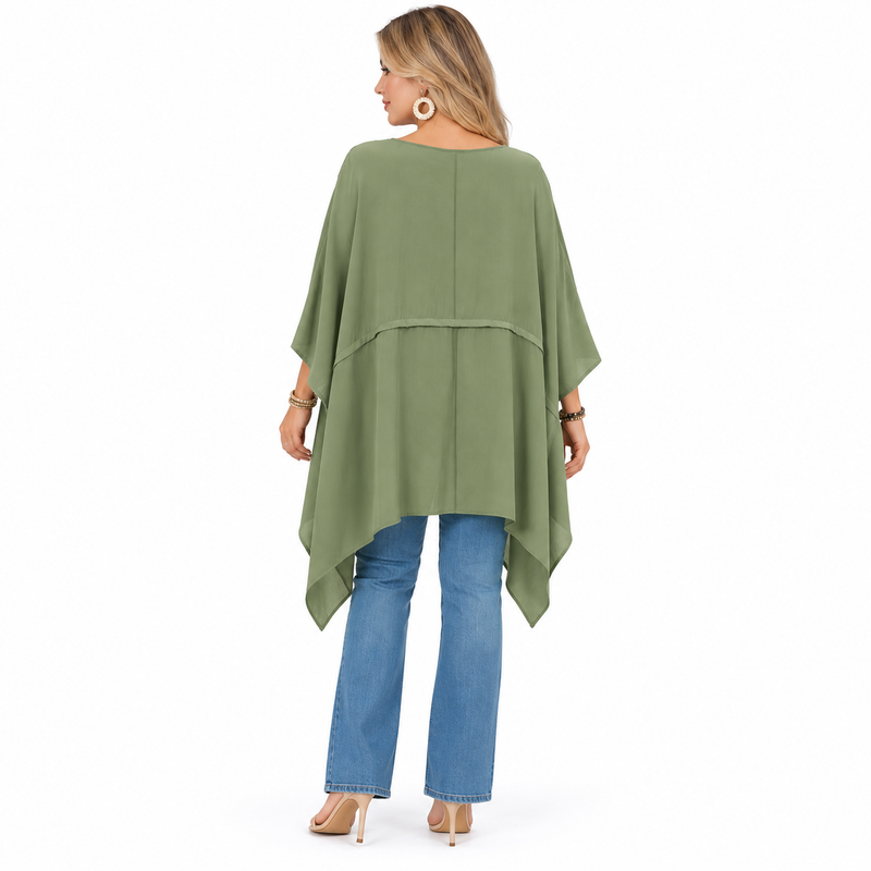 Elegant Sage Green Flowy Kaftan Top-4