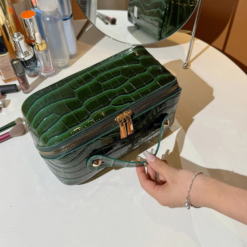 PU Leather Makeup Bag Simple Cosmetic Bag Multi-Compartment Travel Toiletry Bag Makeup Organizer Bag Women Cosmetics Handbag-2