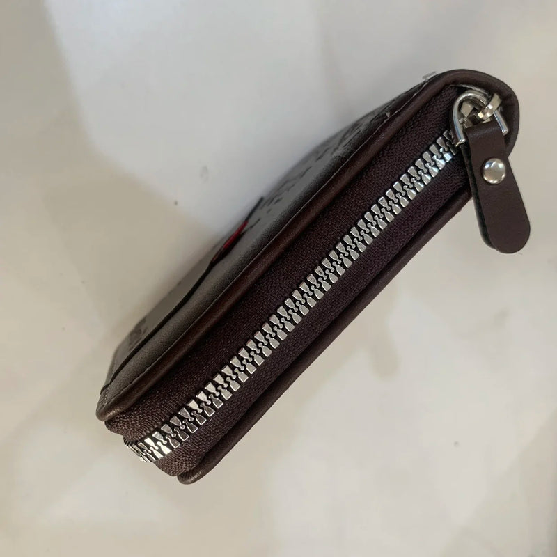 Men's Trendy Splicing Fashion PU Retro Wax Oil Leather Short Style Wallet Coin Pocket Card Clip Retro Style Compact Money Holder-15