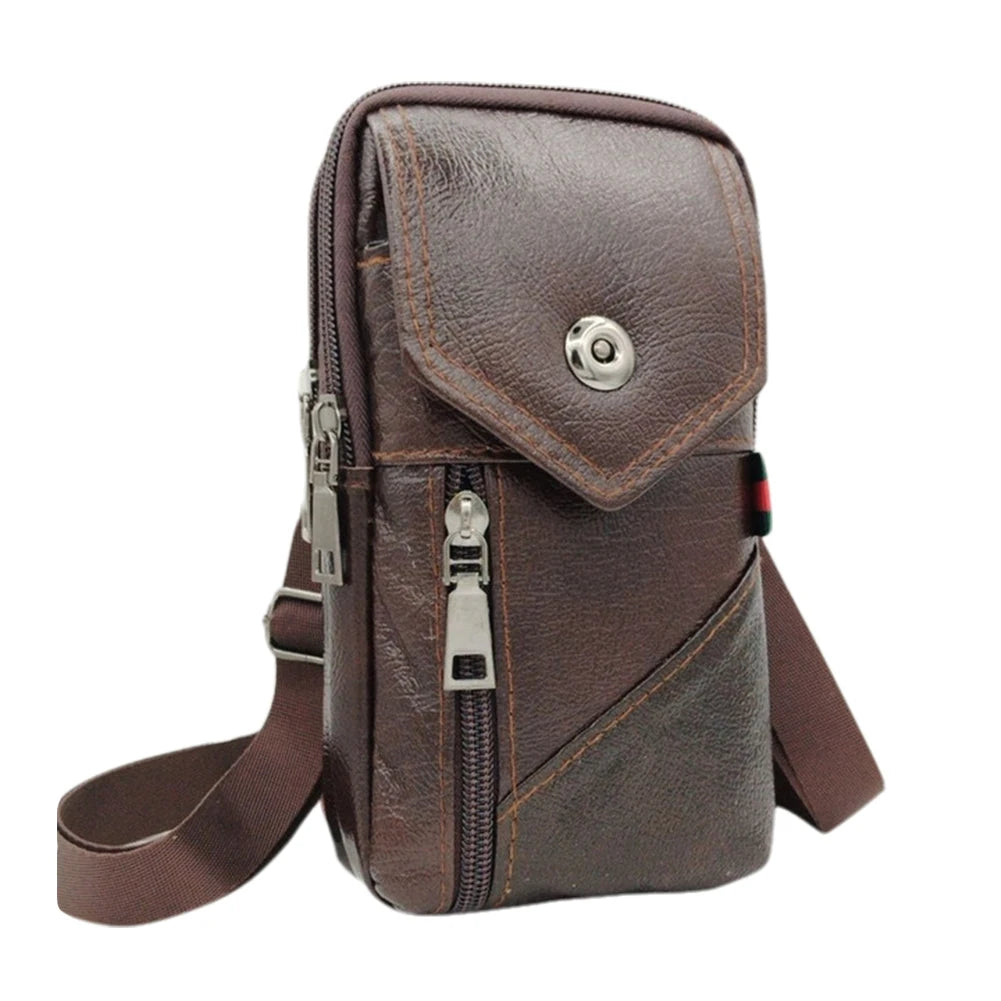 Men Simple Shoulder Bag Waterproof Leather Vintage Waist Pouch Lightweight  Phone Purse Male Travel Outdoor Bag-19