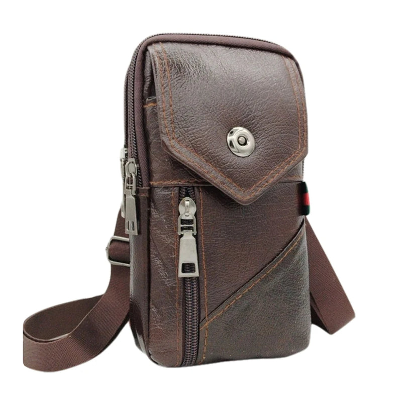 Men Simple Shoulder Bag Waterproof Leather Vintage Waist Pouch Lightweight  Phone Purse Male Travel Outdoor Bag-19