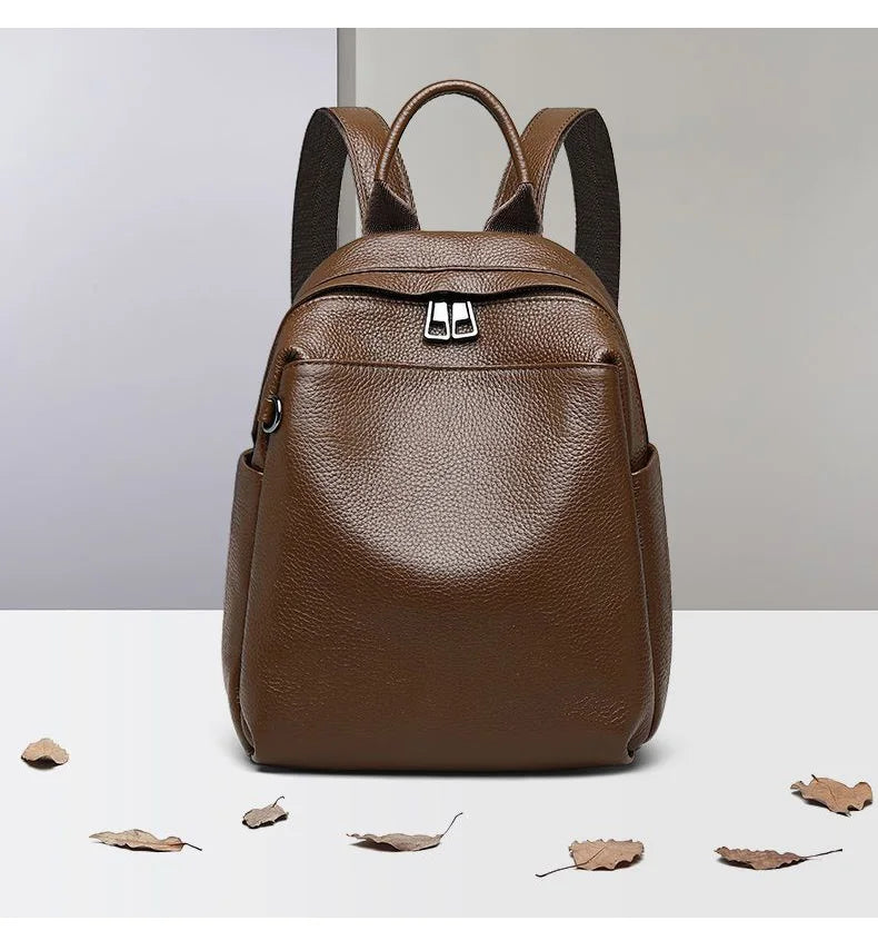 Genuine Leather Women's Backpack, New 2026 Style, Lightweight Small Backpack, Commute Bag for Work, Large-Capacity Travel Backpack-13