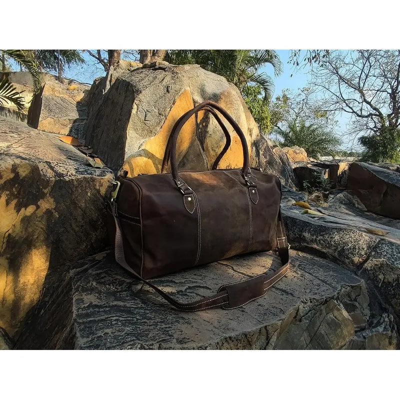 Unisex Vintage Leather Weekend Travel & Gym Duffel Bag-8