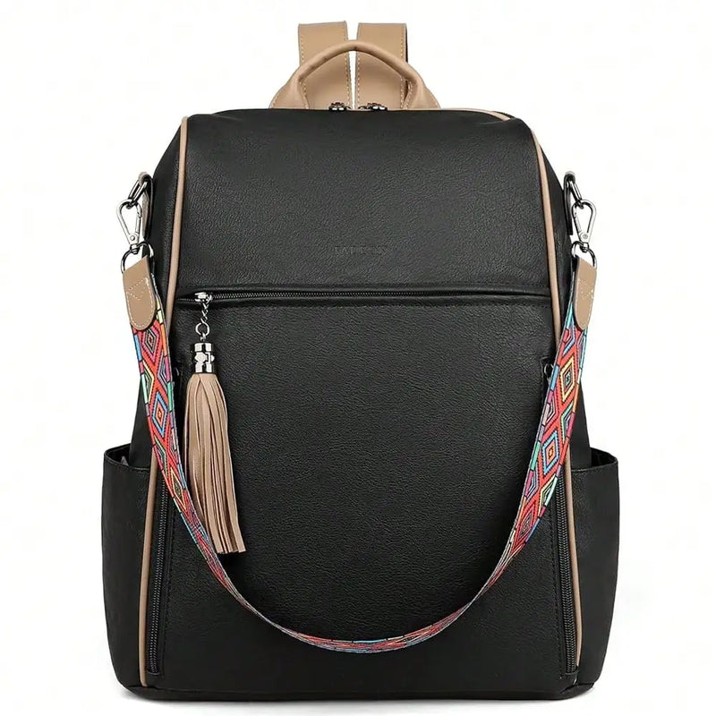 Leather Laptop Backpack For Women Designer 15.6 Inch PU Laptop Bag, Ladies Travel Computer Work Backpack Brown-18