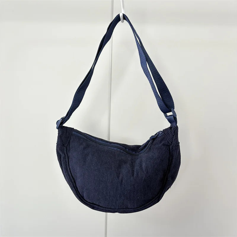 Solid Color Corduroy Women's Hobos Shoulder Bag Retro Casual Female Crossbody Bags Ladies Daily Travel Handbags Messenger Bag-41