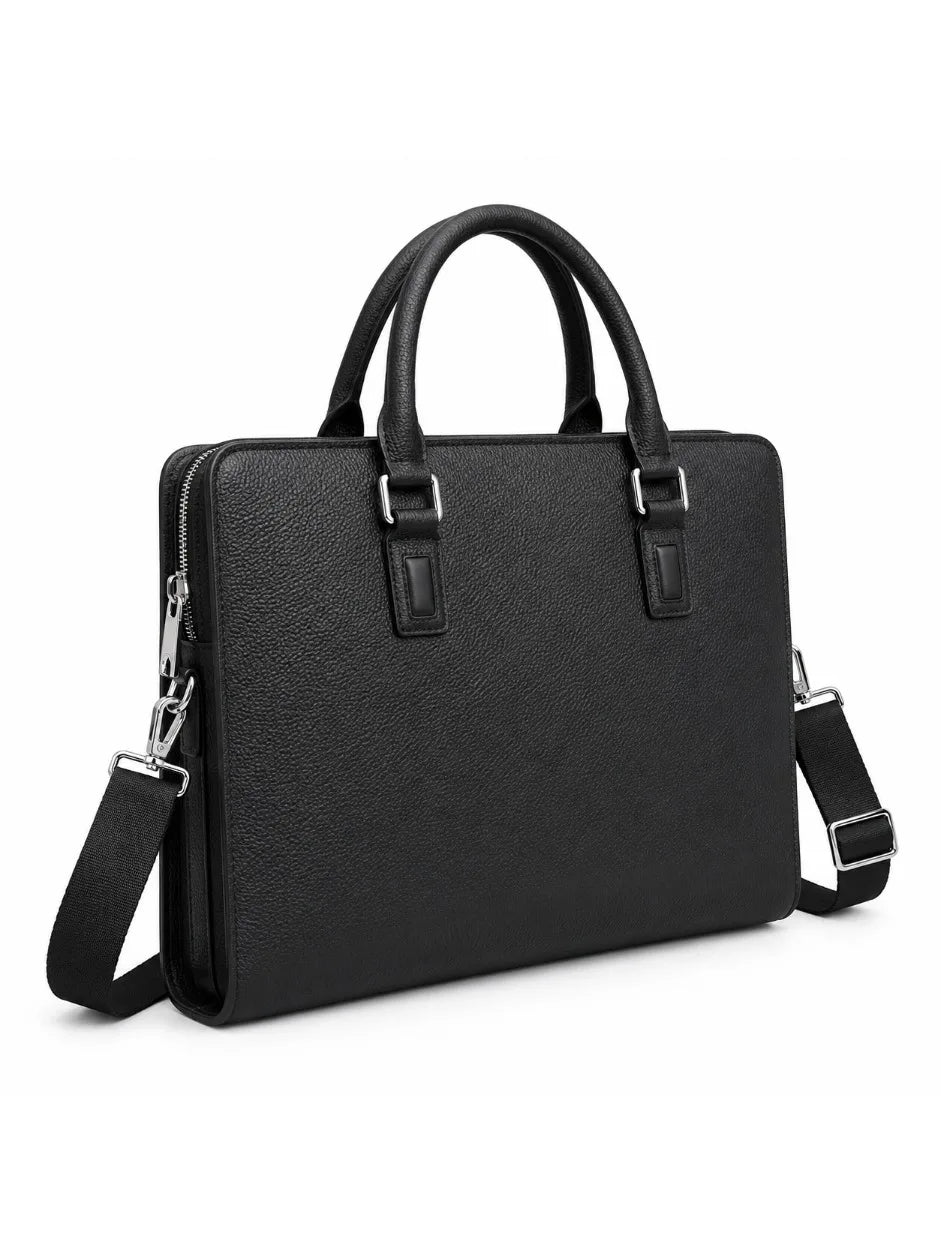 Classic Mens Top Handle Bags Luxury Business Black Briefcase for Men Daily Office Work Handbags Genuine Leather Travel Messenger Bags-7