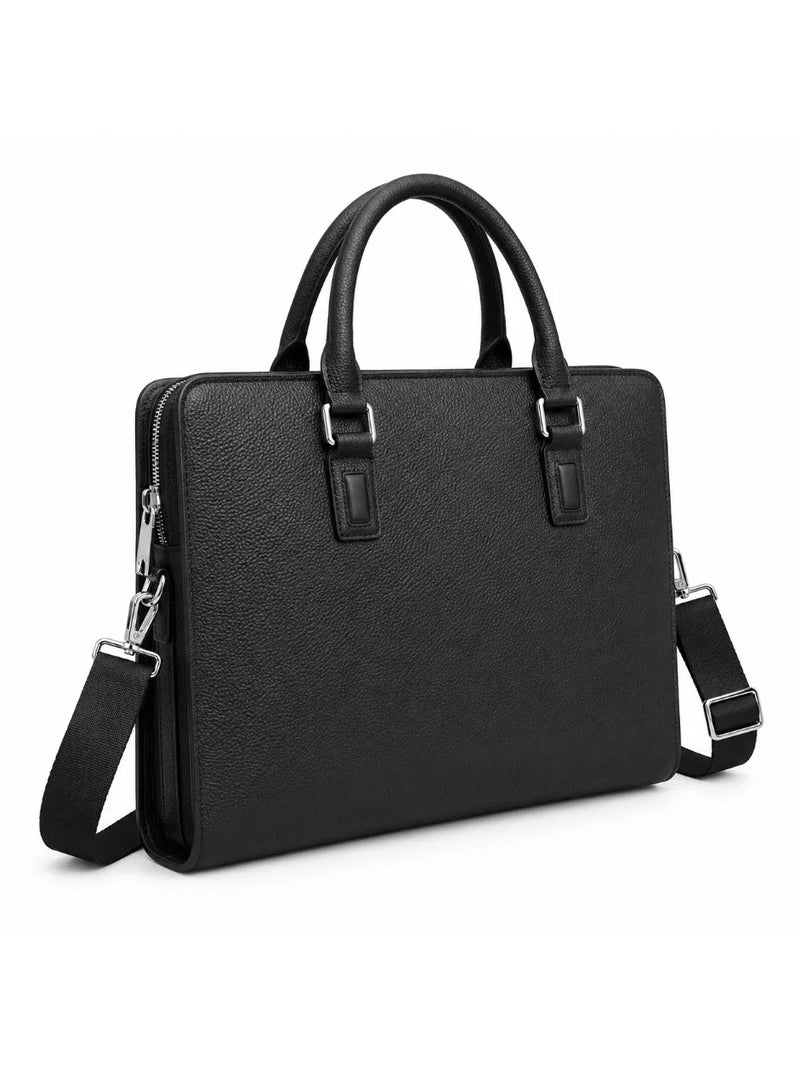 Classic Mens Top Handle Bags Luxury Business Black Briefcase for Men Daily Office Work Handbags Genuine Leather Travel Messenger Bags-7