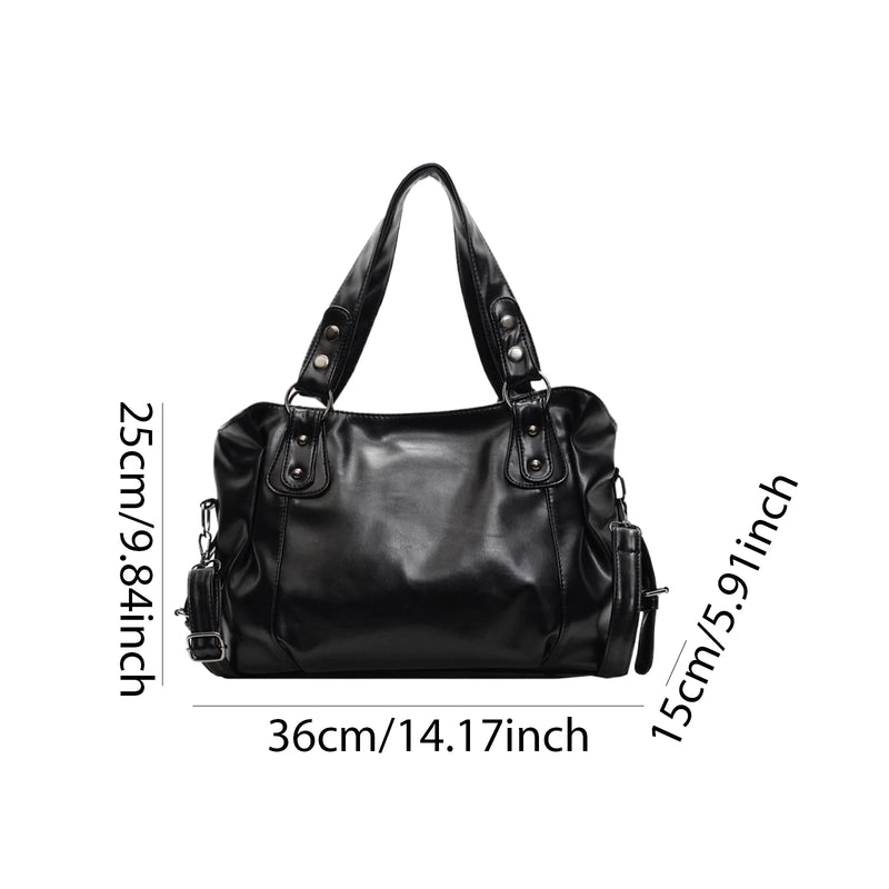 Womens PU Leather Shoulder Bag Large Capacity Messenger Bag Casual Top Handlebag Hobo Bags for Work-5