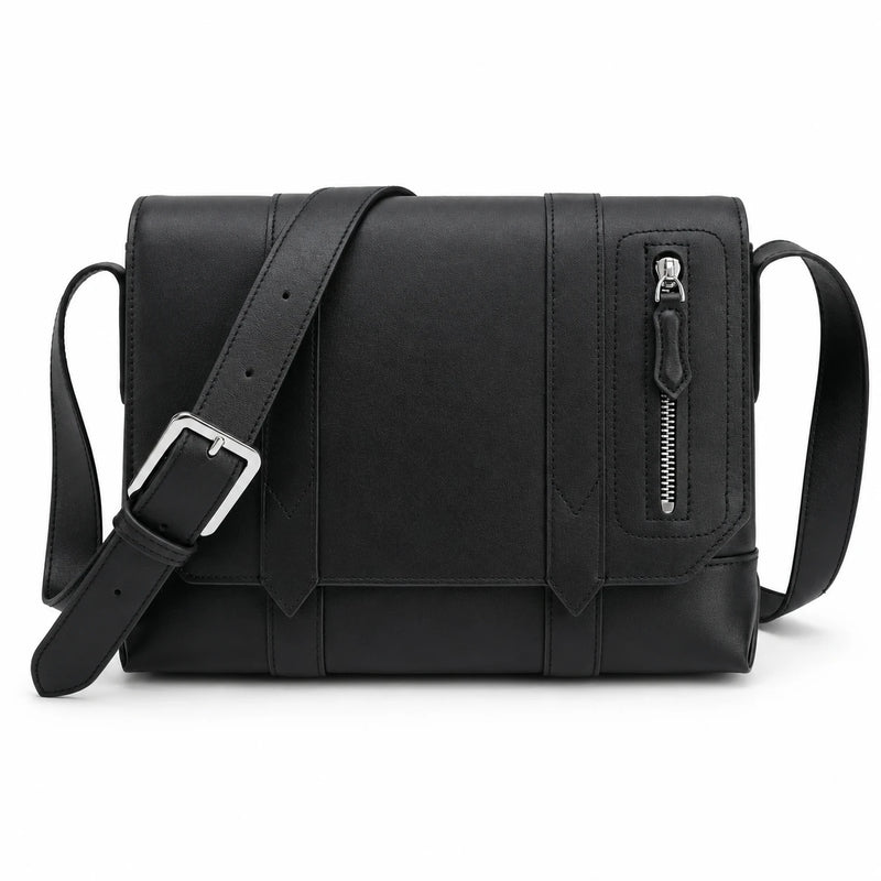 Men Messenger Bag Luxury Designer Genuine Leather Crossbody Shoulder Flap Sling Satchel Black Business Handbag Male Small Purse-14