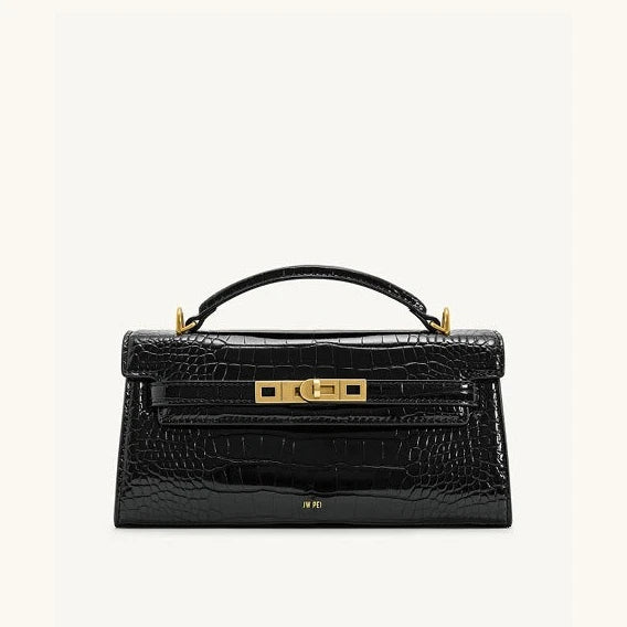 JW PEI Noor Women's Croc Embossed Leather Top Handle Bag Mini Crossbody Purse Elegant Structured Satchel Handbag Quiet Luxury Fashion-24
