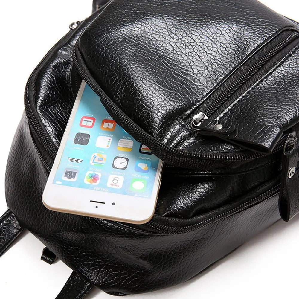 Waterproof Leather Ladies Backpack Large Capacity Anti Theft PU Leather Double Shoulder Daily Work Mature Women Fashion Bag-13
