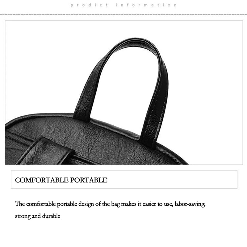 Popular Women Large Capacity Travel Knapsacks Solid Color PU Leather Shoulder Backpacks  Zipper Rucksack-11