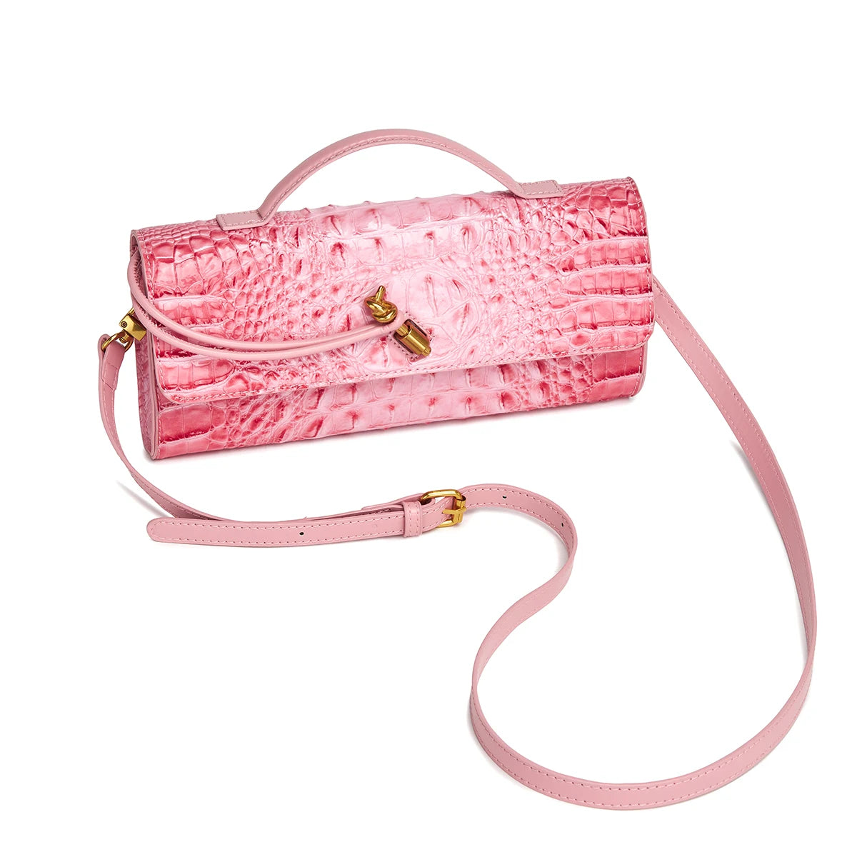 Crocodile Embossed Rectangular Clutch Handbag with Top Handle & Detachable Crossbody Strap, Twist Lock Flap Shoulder Bag for Outdoor Camping Beach Travel Wedding Occasions, Large Capacity Portable Shoulder Purse Holding Smart-3