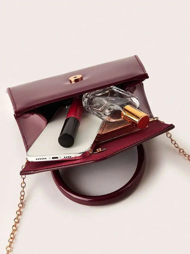 Womens Patent Leather Envelope Clutch Evening Bag For Party Wedding-3