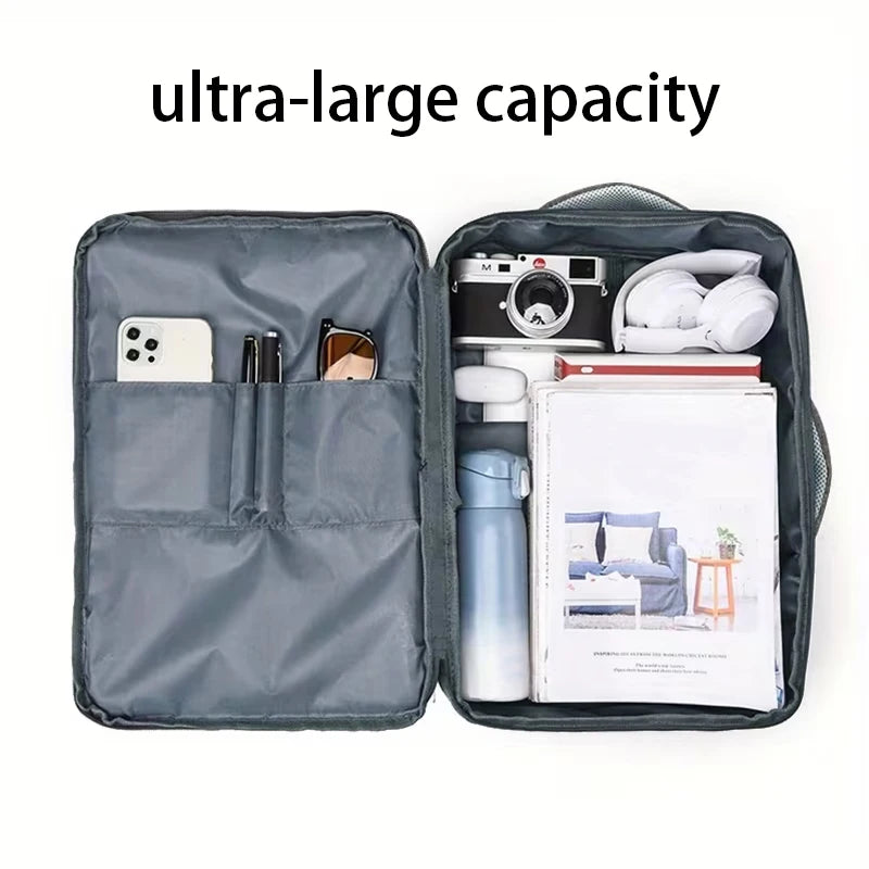 Ergonomic Laptop Backpack 14-17 Inch Notebook Daypack Office Daily Breathable Multi Pocket Lightweight Storage Bag
