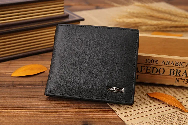 100% Genuine Leather Men Wallets Premium Product Real Cowhide Wallets for Man Short Black Walet Portefeuille Homme-27