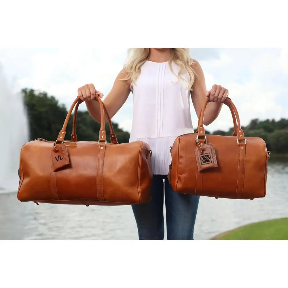 Premium Leather Duffel Bag, Customizable Large Weekend Travel Bag for Men-11