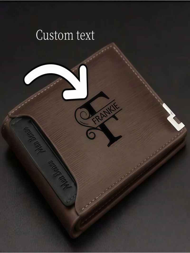Personalized Wallet for Men Custom Wallets for Men Engraved Letter Name Leather Wallet Bifold Custom Gifts for Dad/Husband-8