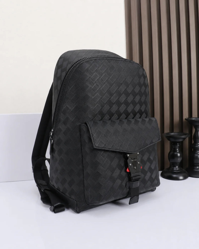 Men's Backpack Luxury Designer Genuine Leather Laptop Bag Woven Travel Rucksack Male Tactical Buckle Daypack Business Office-2