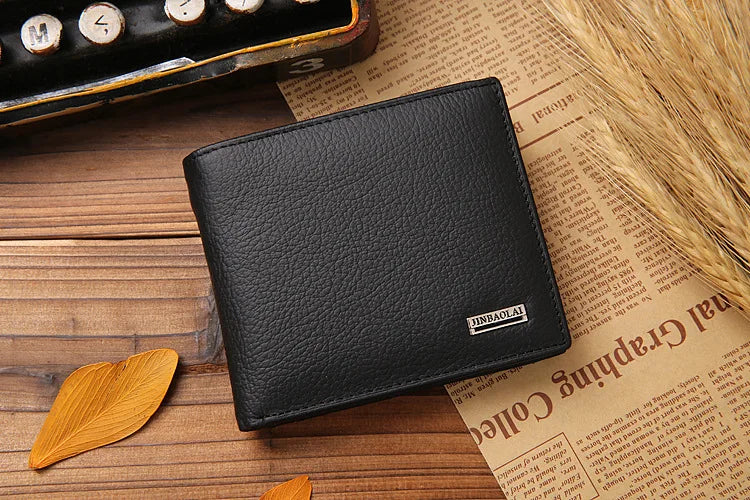 100% Genuine Leather Men Wallets Premium Product Real Cowhide Wallets for Man Short Black Walet Portefeuille Homme-29