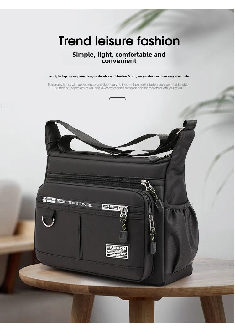 Design Oxford Shoulder Bag Large Capacity Men's Casual Multi-layer Pocket Fashion Single Shoulder Crossbody Luxury Messenger Bag-7