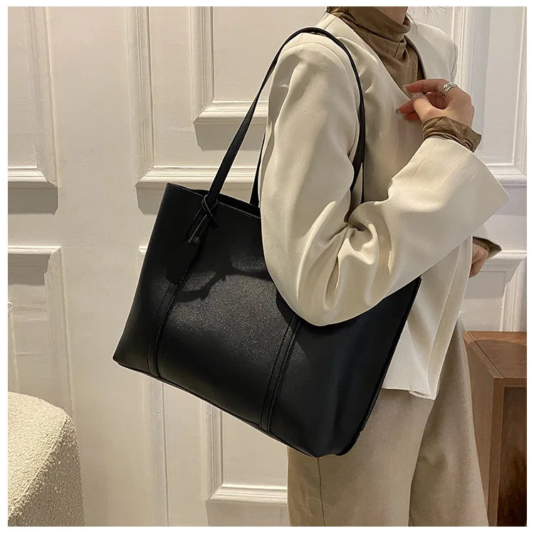 Large Capacity Women's Bag, New Soft Leather Tote Bag, Casual and Versatile Single Shoulder Bags for Woman Korean Style Handbags-17