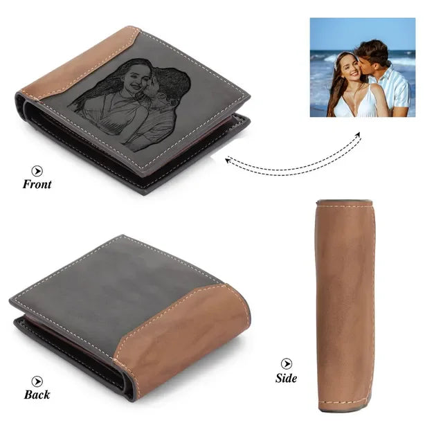 Custom Name Picture Card Holder Wallet Anniversary Birthday Gifts for Men Gift for Husband Father's Day Bifold Wallet-11
