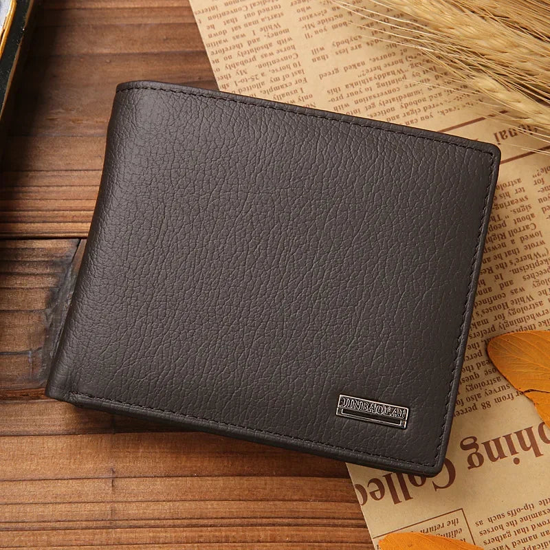 100% Genuine Leather Men Wallets Premium Product Real Cowhide Wallets for Man Short Black Walet Portefeuille Homme-42