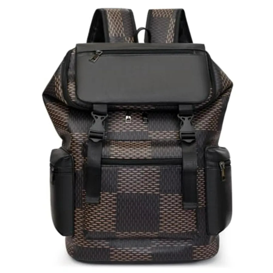 PU Leather Backpack, Laptop Backpack Large capacity work business travel bag student schoolbag-15
