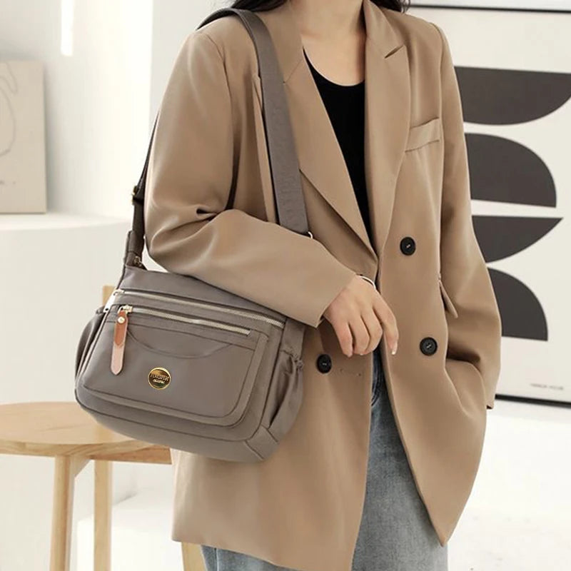Daily Commute Crossbody Bag Fabric Adjustable Shoulder Strap Medium Capacity Multi Pocket Neutral Simple Versatile Work Messenger Bag For Men Women-6