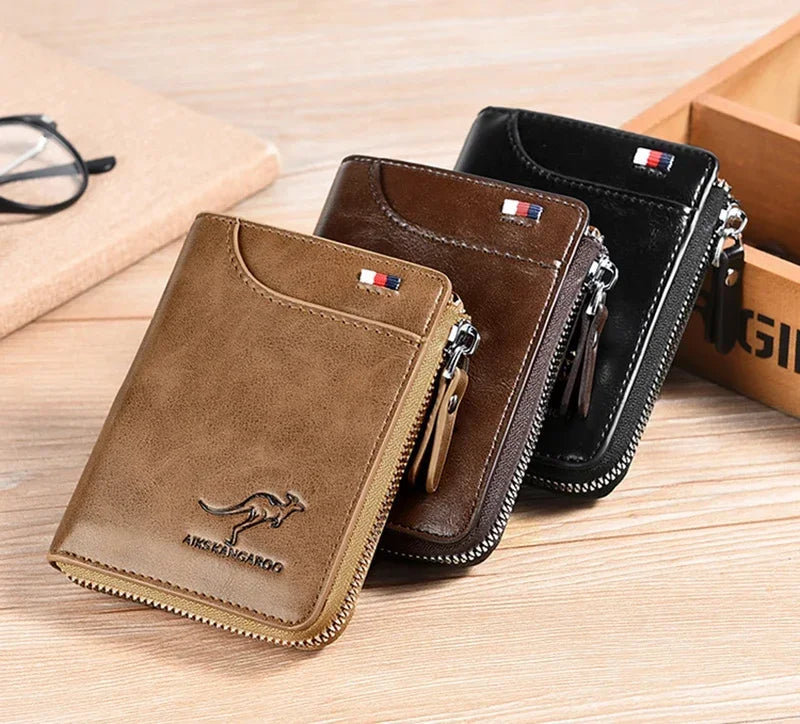Flash sale Business Card Holder Zipper Purse Luxury Wallets for Men RFID Protection Purses Carteira Masculina Luxury-10