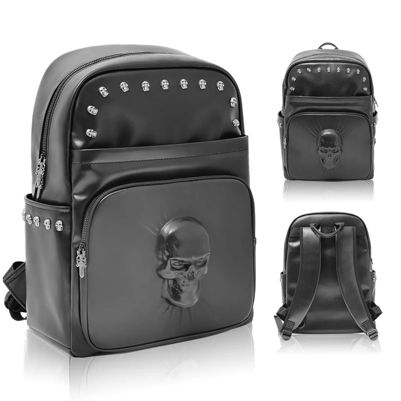 Motorcycles Accessories Bag 3D Skull PU Leather Bag Waterproof Men Women Motocycle Motorcycle Backpack Travel Bag Large PU leather-18