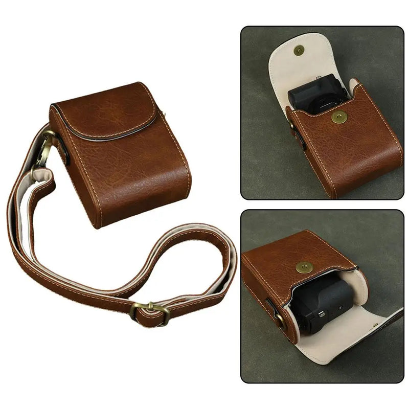 Universal Leather Camera Bag For Lumix zs99/tz99 Sony zv1m2 Canon sx730/740 Crossbody Bag Shoulder Camera Storage Bag sony 6400 dslr camera bag sony a7 iii fuji xt3-18