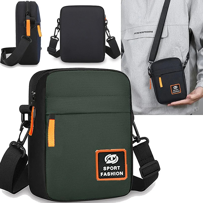 Men's Crossbody Bag Single Shoulder Multi-Layer Zipper Trendy Color Contrast Casual Messenger Sling Bag-1