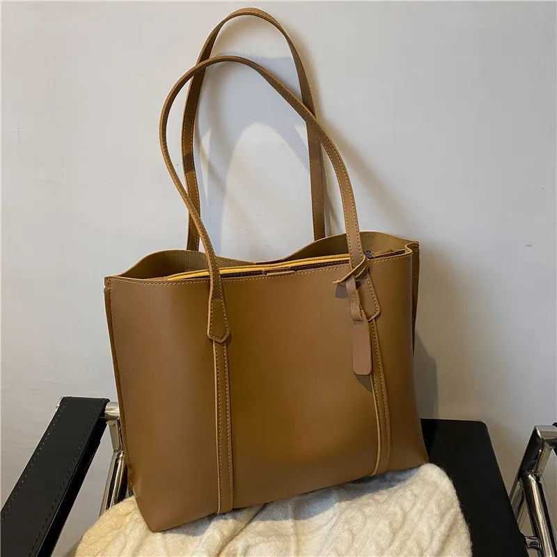 Large Capacity Women's Bag, New Soft Leather Tote Bag, Casual and Versatile Single Shoulder Bags for Woman Korean Style Handbags-45