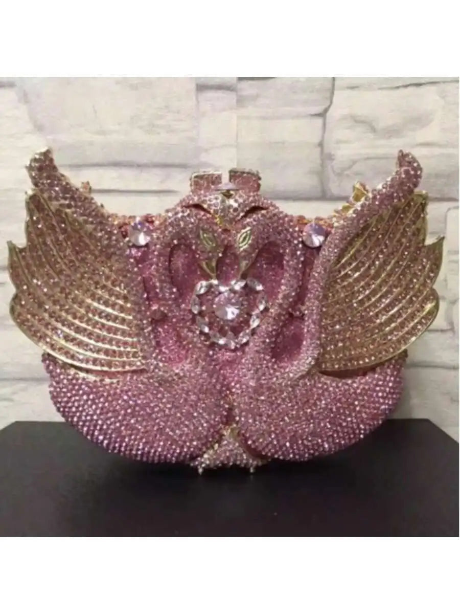 Swan Shape Rhinestone Clutch Evening Bag For Women Party Banquet Dress Accessory-5