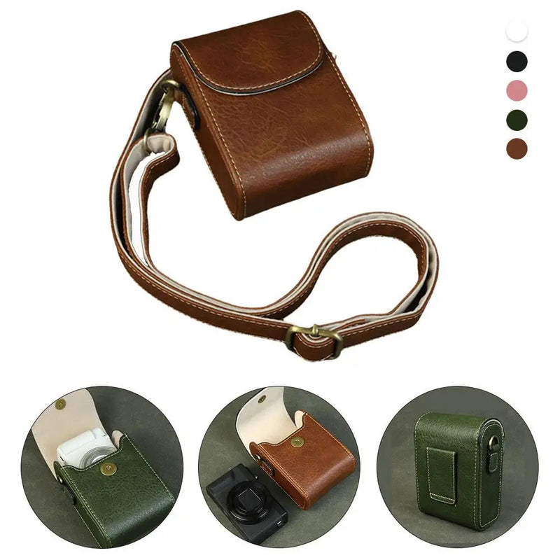 Universal Leather Camera Bag For Lumix zs99/tz99 Sony zv1m2 Canon sx730/740 Crossbody Bag Shoulder Camera Storage Bag sony 6400 dslr camera bag sony a7 iii fuji xt3-19