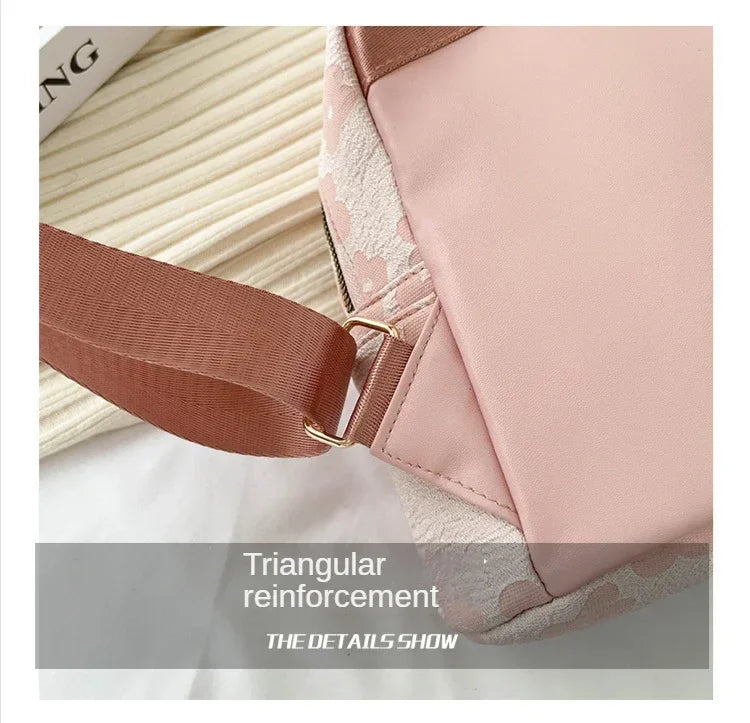 Floral Mini PU Backpack Small Capacity Multi Function PU Leather Double Shoulder School Travel Young Ladies Soft Sweet Bag-15