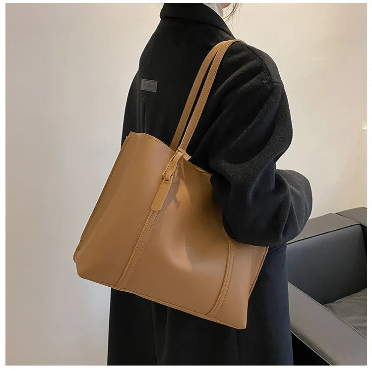 Large Capacity Women's Bag, New Soft Leather Tote Bag, Casual and Versatile Single Shoulder Bags for Woman Korean Style Handbags-22