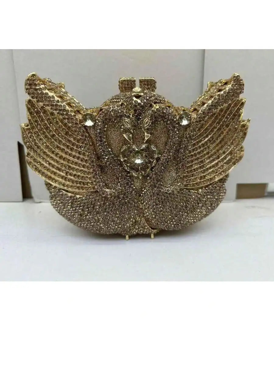 Swan Shape Rhinestone Clutch Evening Bag For Women Party Banquet Dress Accessory