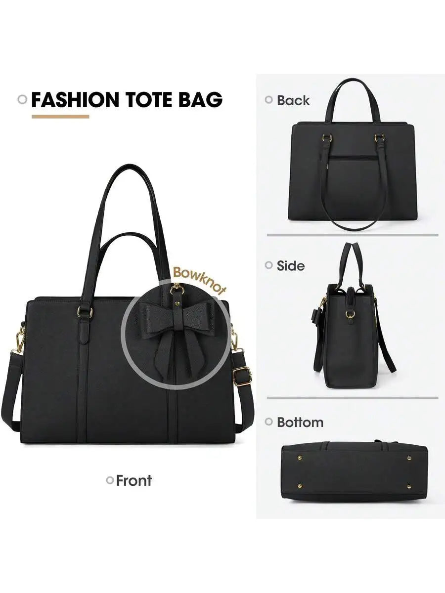 Purple Laptop Tote Bag For Women 15.6 Inch Waterproof Faux Leather Briefcase Large Capacity Shoulder Handbag Business Casual-3