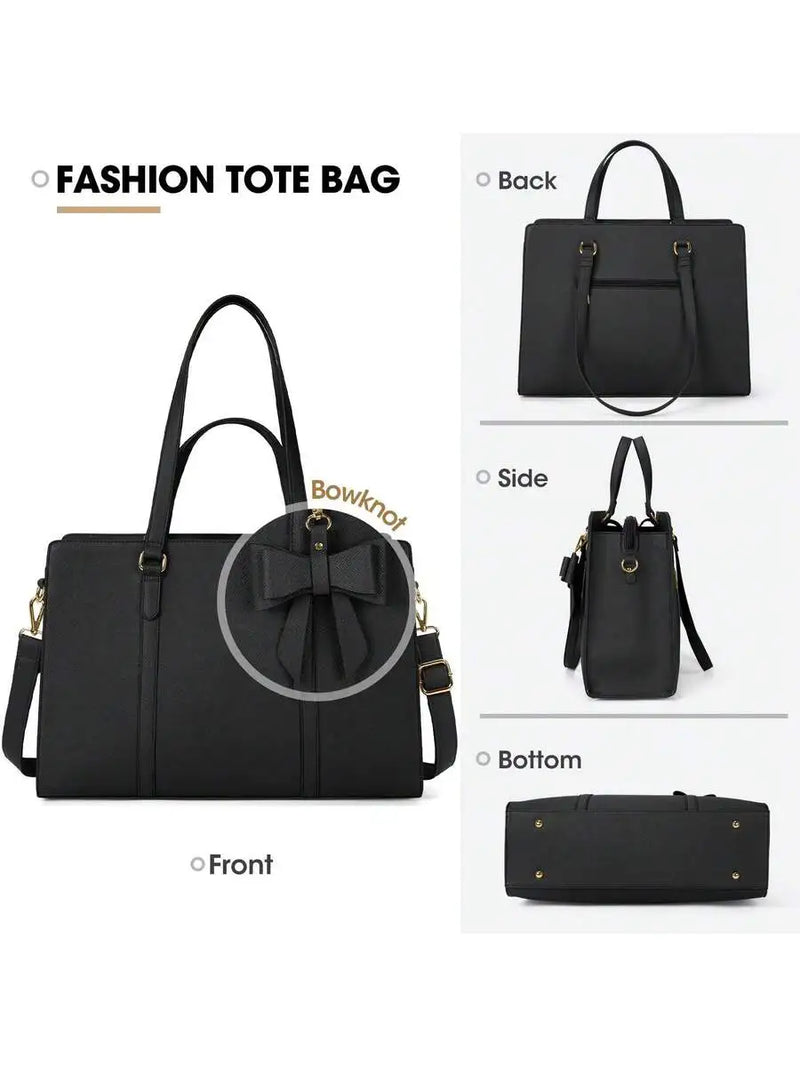 Purple Laptop Tote Bag For Women 15.6 Inch Waterproof Faux Leather Briefcase Large Capacity Shoulder Handbag Business Casual-3