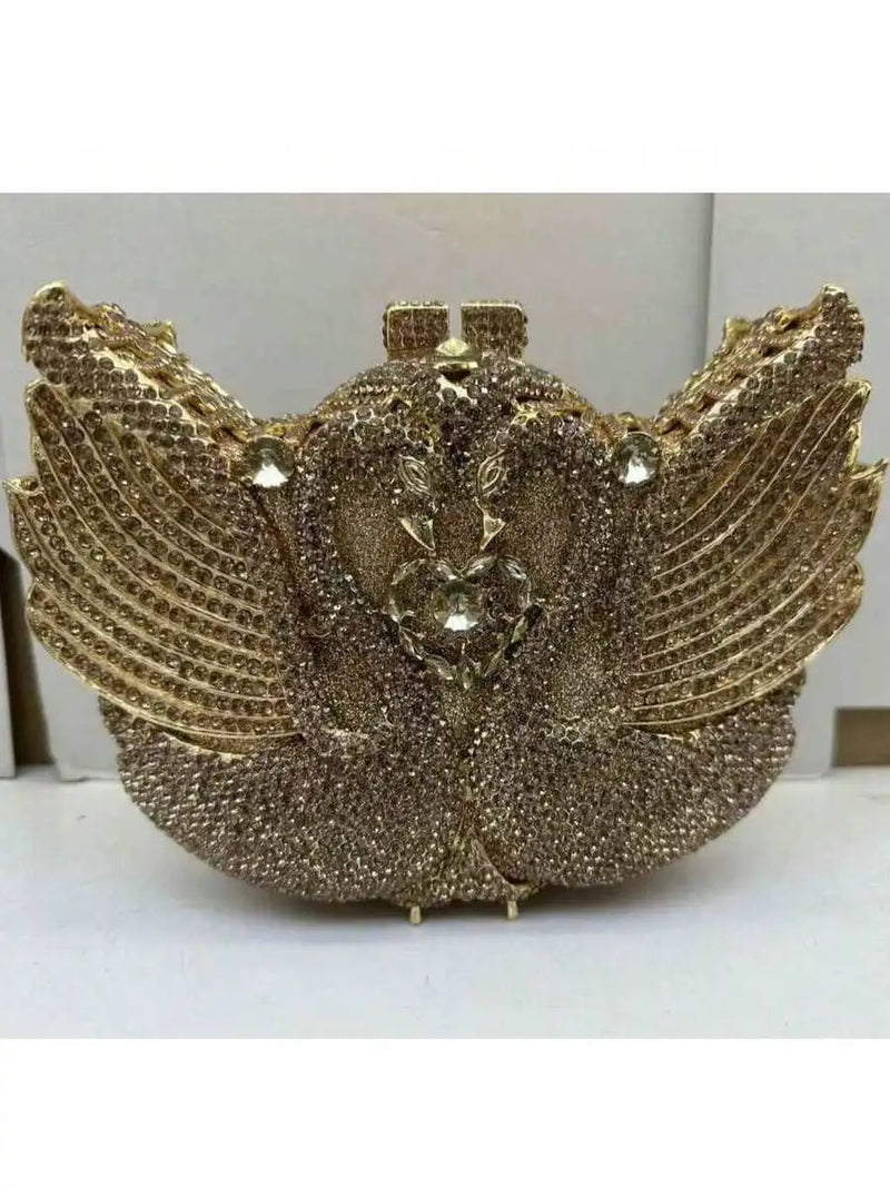 Swan Shape Rhinestone Clutch Evening Bag For Women Party Banquet Dress Accessory-6