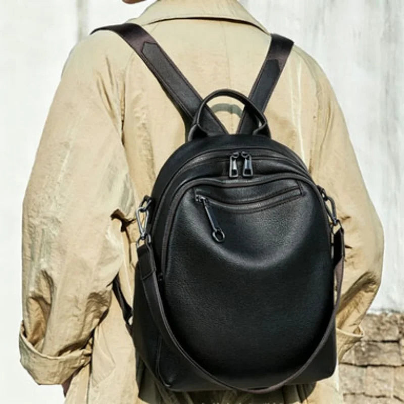 Genuine Leather Women's Backpack, New 2026 Style, Lightweight Small Backpack, Commute Bag for Work, Large-Capacity Travel Backpack-1