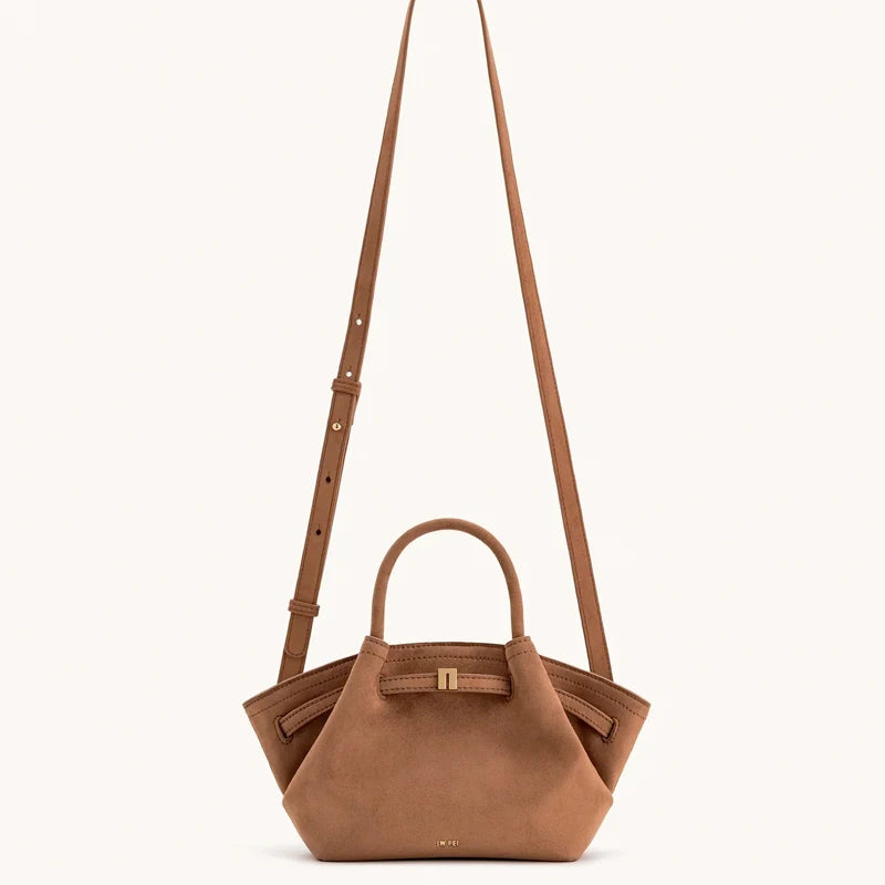 JW PEI Hana Minimalist Pebbled Leather Top-Handle Bag Women Luxury Designer Style Trapeze Tote Bag Elegant Shoulder Crossbody Purse 2026-5