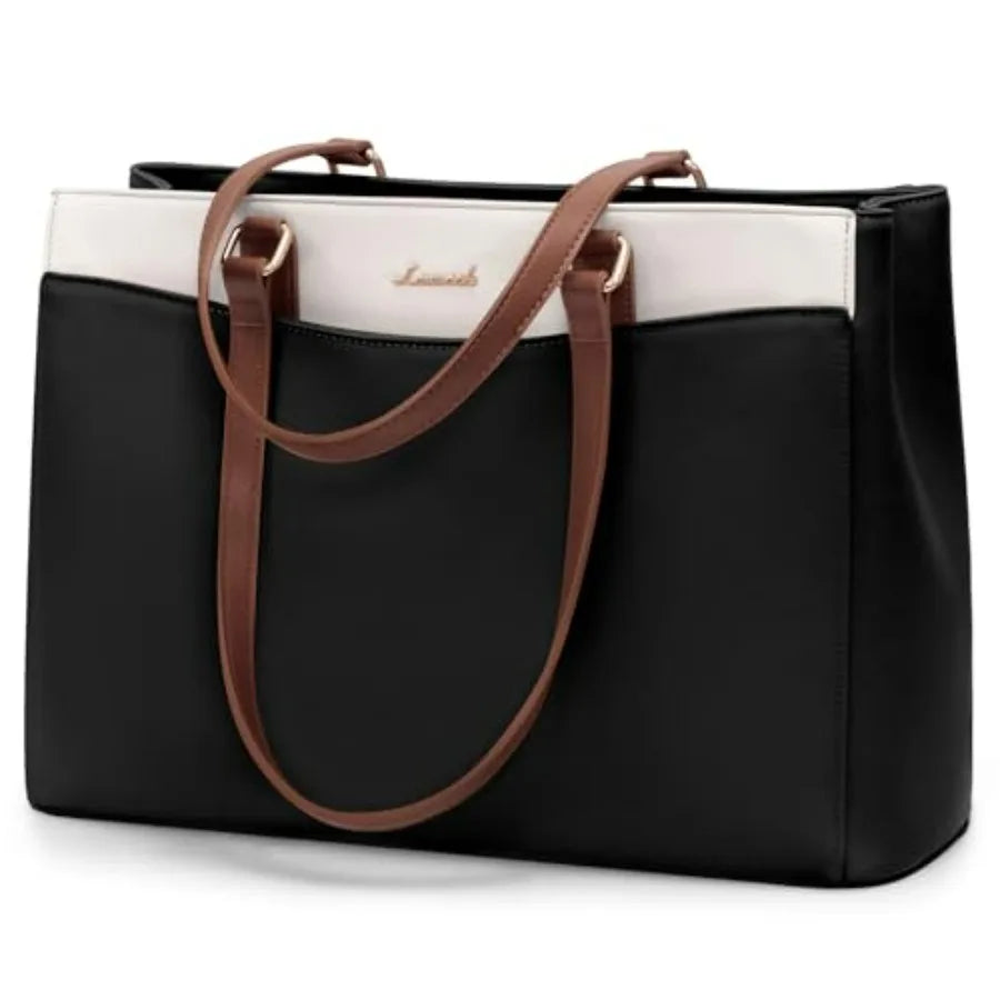 Laptop Tote Bag for Women, Work Bags Teacher Tote Bag, Waterproof Leather Computer Bag, Business Laptop Purse Office Handbag Pr
