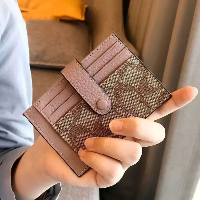 Monogram Ultra-thin Ins Style Card Holder Fashion Mini Short Envelope For Women Appliques Card&ID Wallet Credit Card Purse-12