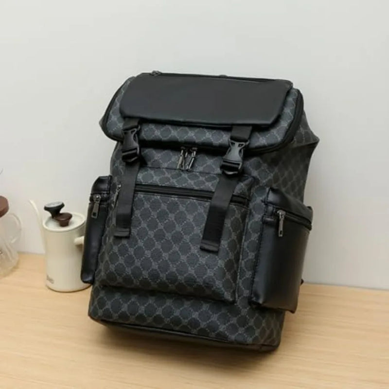 PU Leather Backpack, Laptop Backpack Large capacity work business travel bag student schoolbag-10