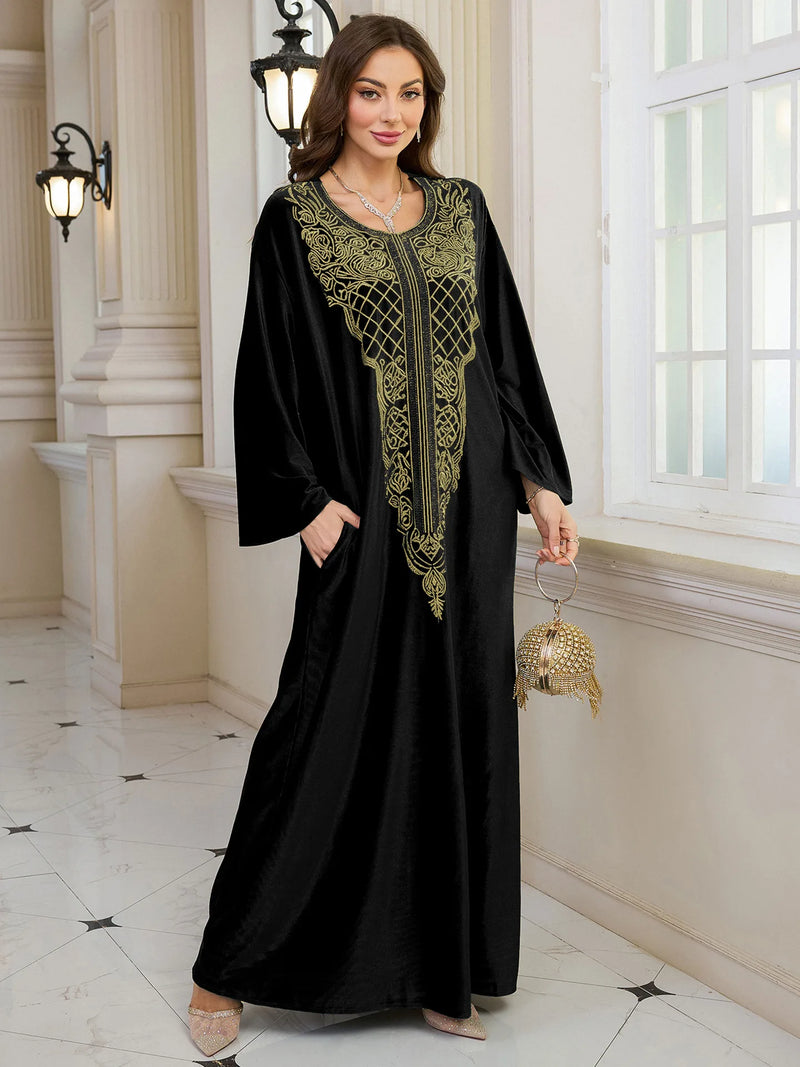 Embroidered Abaya Kaftans for Women Modern Elegant Dubai Moroccan Dubai Kaftan Dresses Abaya for Women Muslim Dress-39