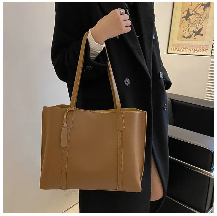 Large Capacity Women's Bag, New Soft Leather Tote Bag, Casual and Versatile Single Shoulder Bags for Woman Korean Style Handbags-21